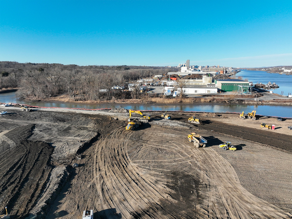 Tree clearing and site work have begun at the Port of Albany, where a group of companies have proposed building a tower factory serving the offshore wind industry. 